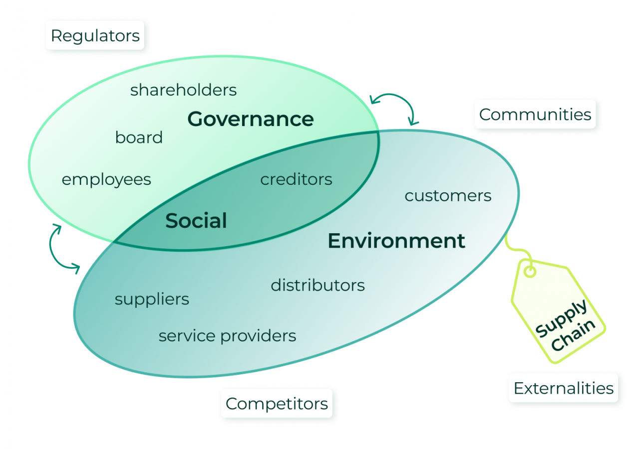 Company internal and external stakeholders and supply chain actors